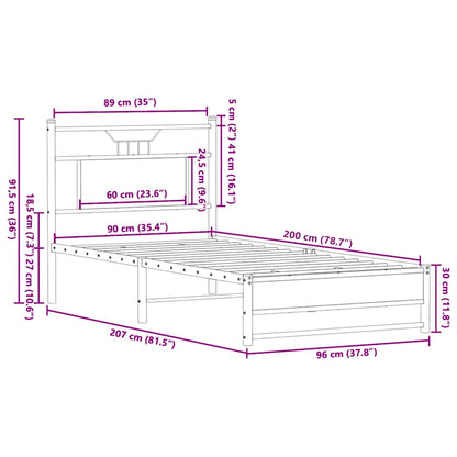 Bettgestell ohne Matratze Räuchereiche 90x200 cm Holzwerkstoff