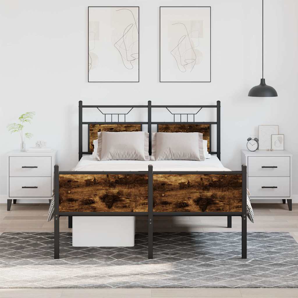 Bettgestell ohne Matratze Räuchereiche 120x200 cm Holzwerkstoff