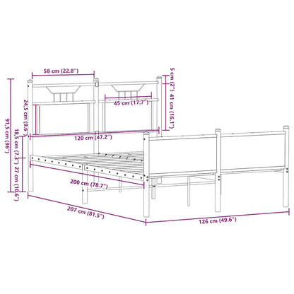 Bettgestell ohne Matratze Räuchereiche 120x200 cm Holzwerkstoff
