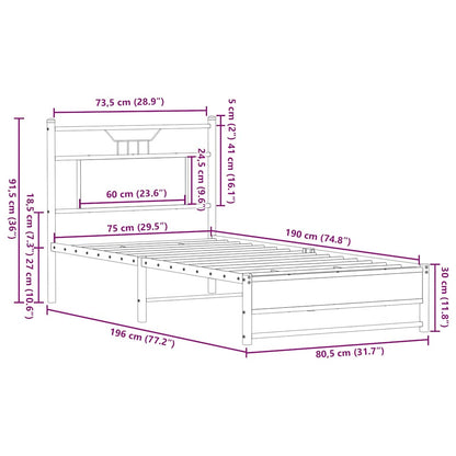 Bettgestell ohne Matratze Sonoma-Eiche 75x190 cm Holzwerkstoff