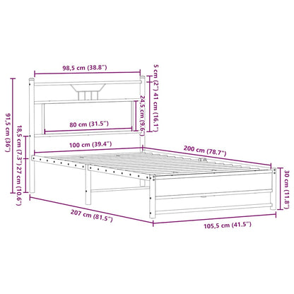 Bettgestell ohne Matratze Sonoma-Eiche 100x200 cm Holzwerkstoff