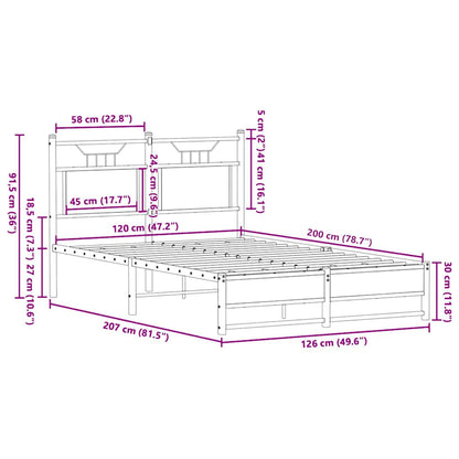 Bettgestell ohne Matratze Sonoma-Eiche 120x200 cm Holzwerkstoff