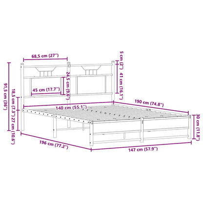 Bettgestell ohne Matratze Sonoma-Eiche 140x190 cm Holzwerkstoff