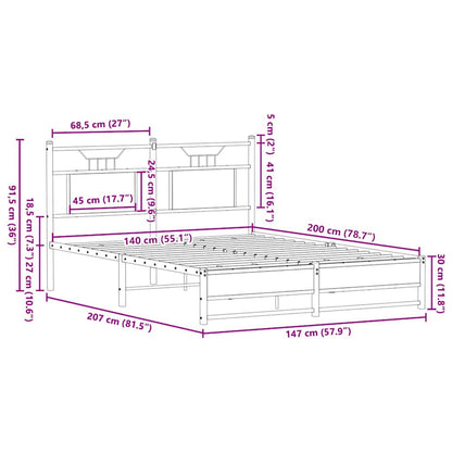 Bettgestell ohne Matratze Sonoma-Eiche 140x200 cm Holzwerkstoff