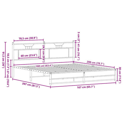 Bettgestell ohne Matratze Sonoma-Eiche 160x200 cm Holzwerkstoff