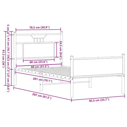 Bettgestell ohne Matratze Sonoma-Eiche 80x200 cm Holzwerkstoff