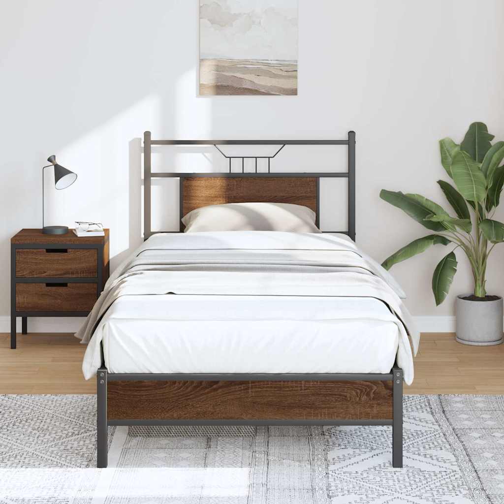 Bettgestell ohne Matratze Braun Eiche 90x190 cm Holzwerkstoff