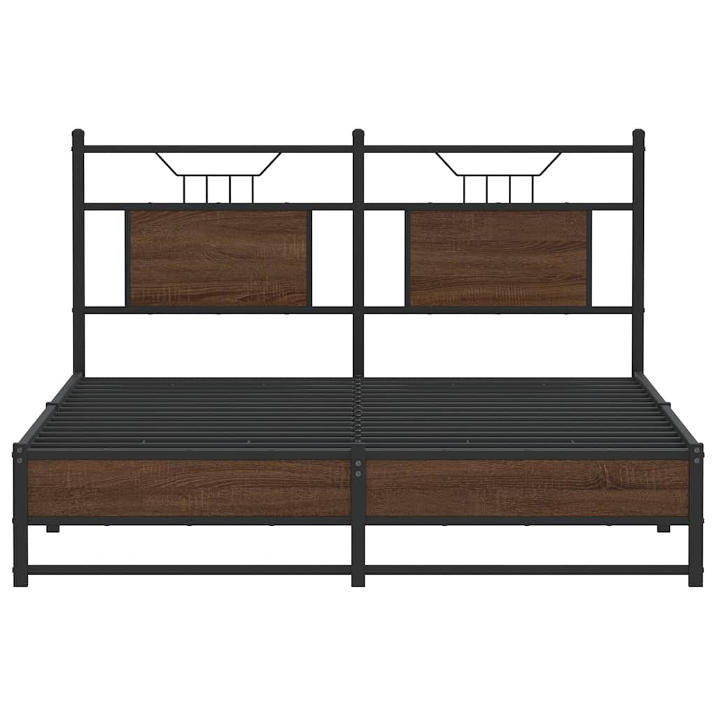 Bettgestell ohne Matratze Braun Eiche 150x200 cm Holzwerkstoff