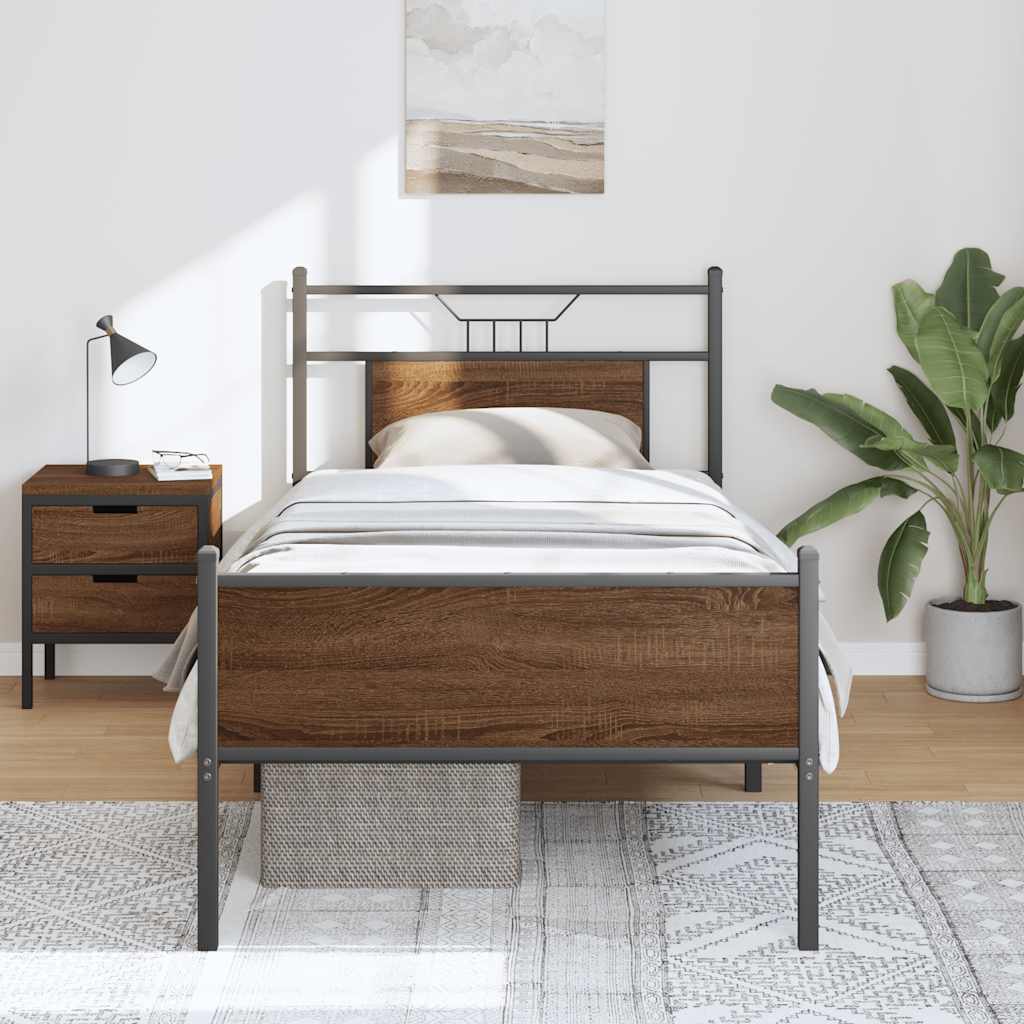 Bettgestell ohne Matratze Braun Eiche 90x190 cm Holzwerkstoff