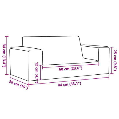 Kindersofa 2-Sitzer Anthrazit Weich Plüsch