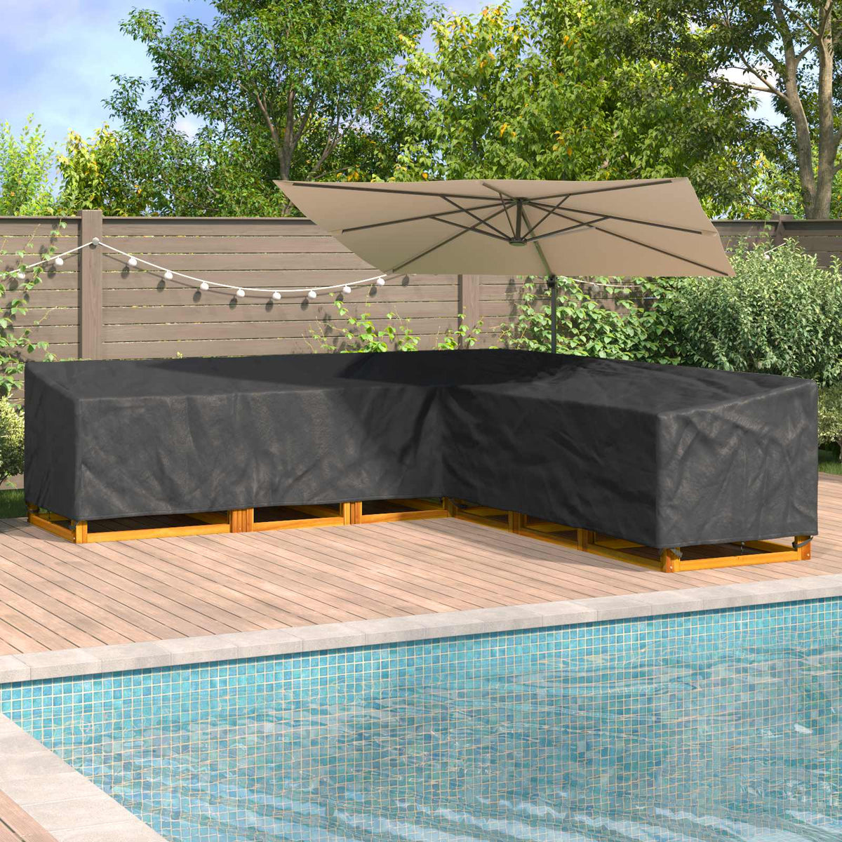 Möbelbezug 325 x 325 x 80 cm 210D Oxford Stoff L-Form Schwarz
