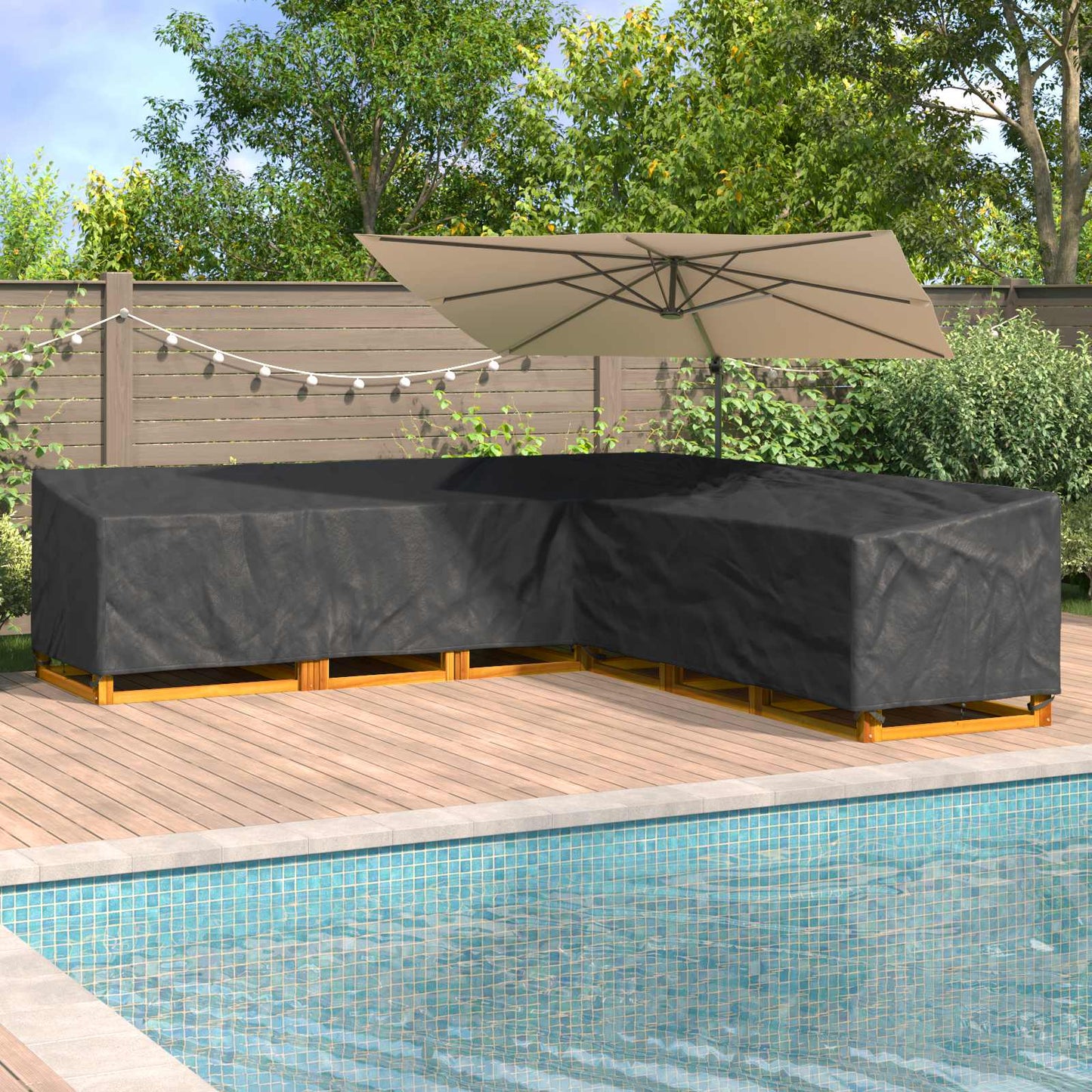 Möbelbezug Schwarz 325 x 325 x 80 cm 420D Oxford Stoff