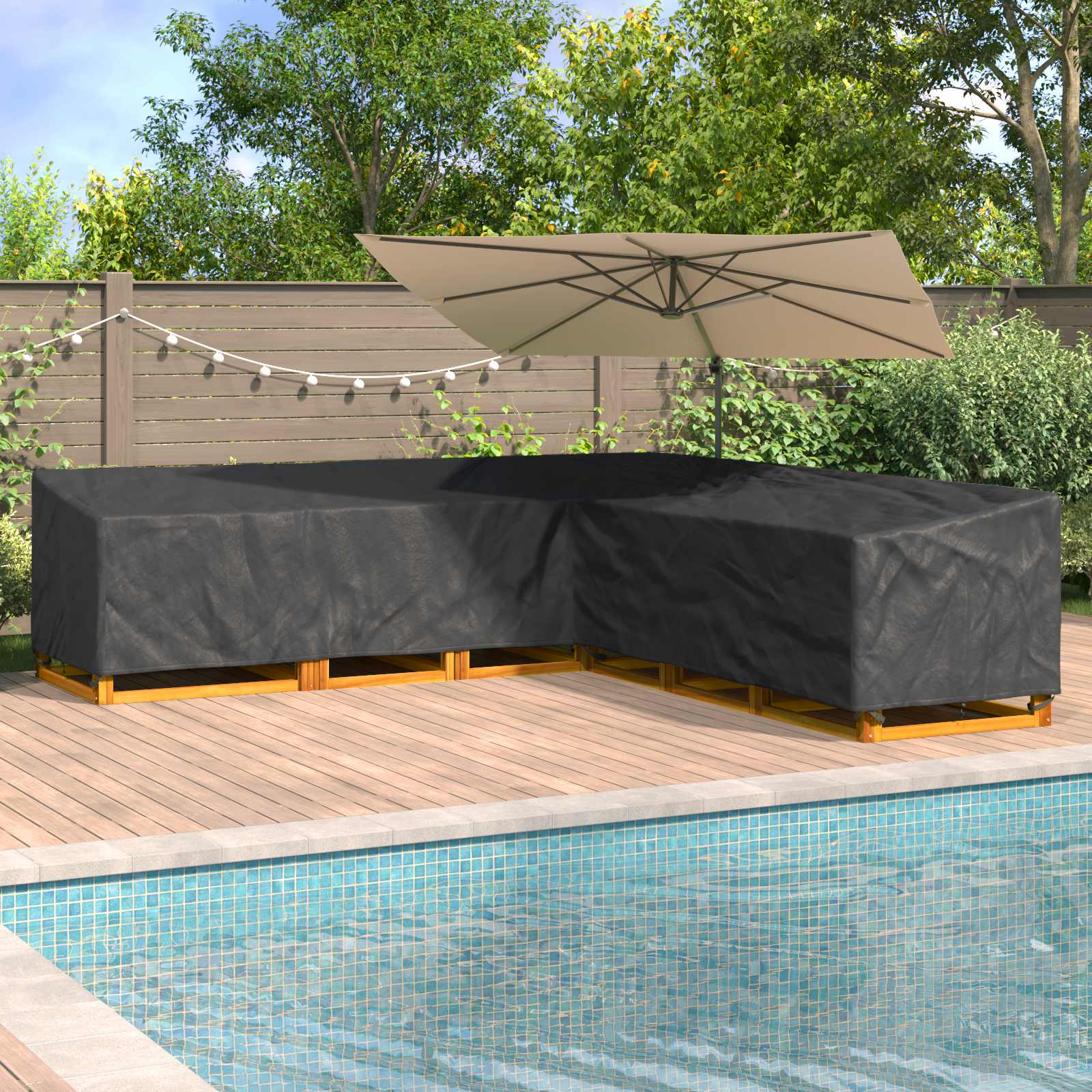 Möbelbezug Schwarz 325 x 325 x 80 cm 420D Oxford Stoff