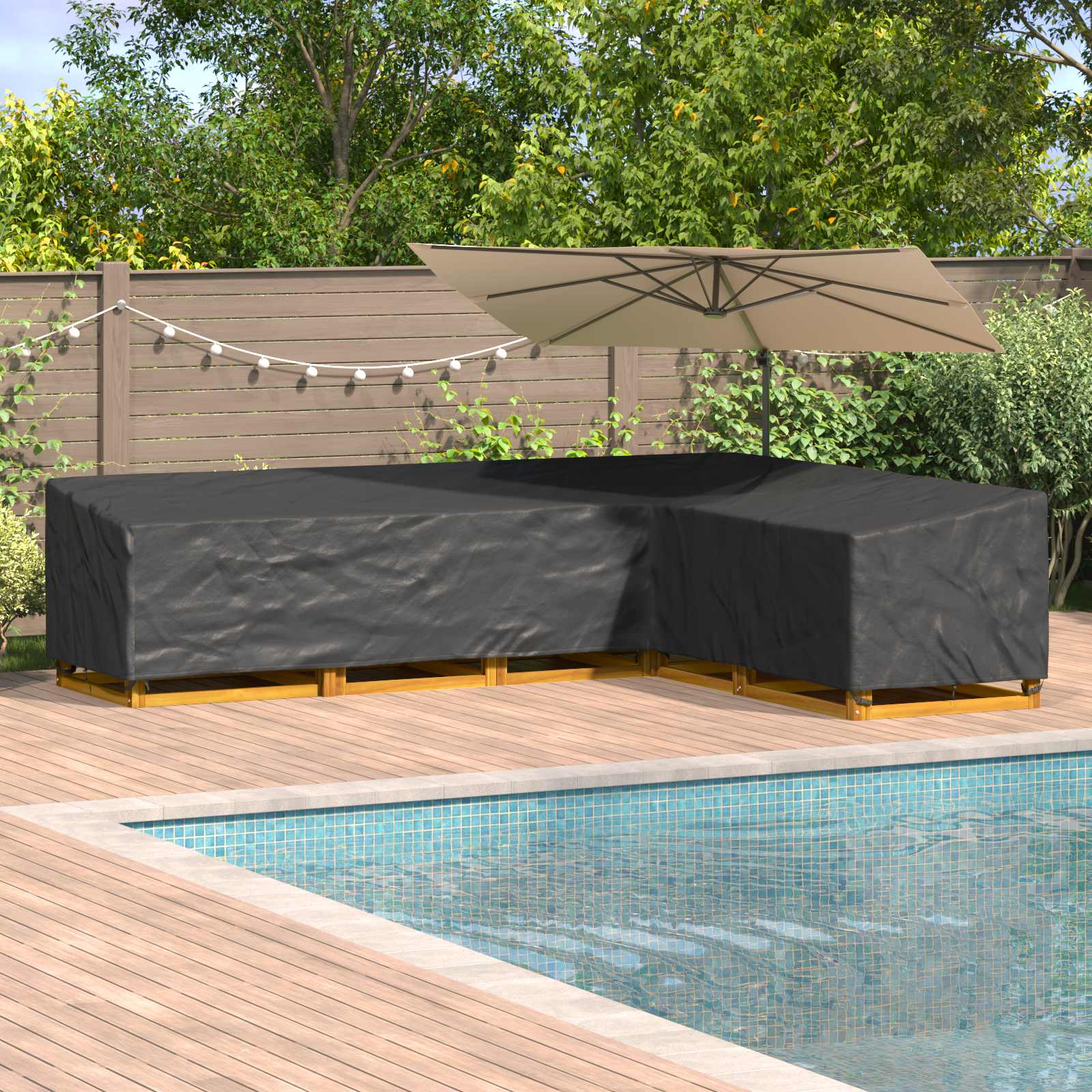 Möbelbezug Schwarz 355 x 275 x 80 cm 210D Oxford Stoff