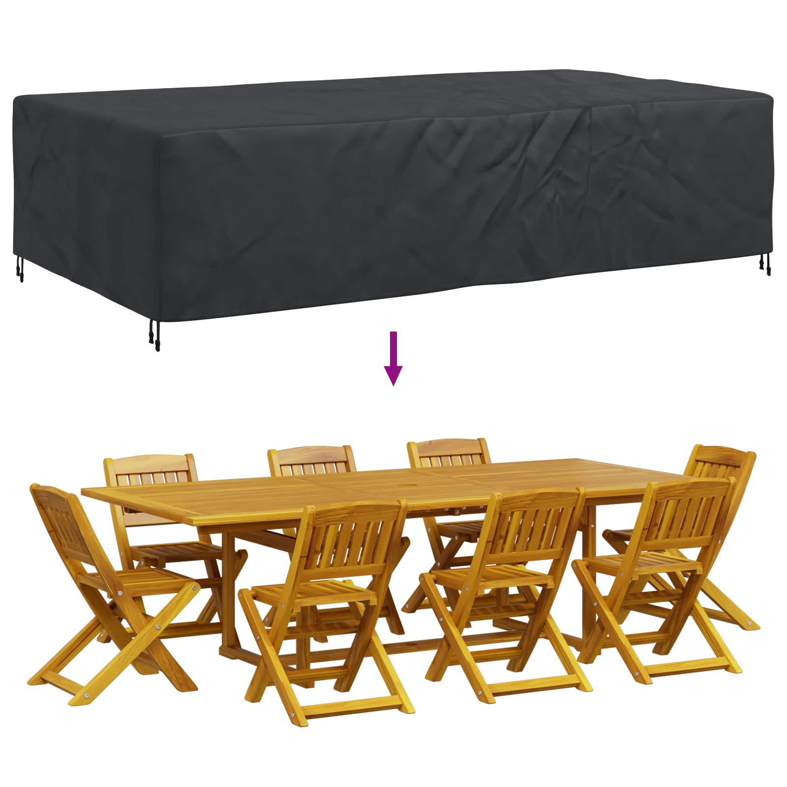 Möbelbezug Uni Schwarz 305 x 190 x 85 cm 420D