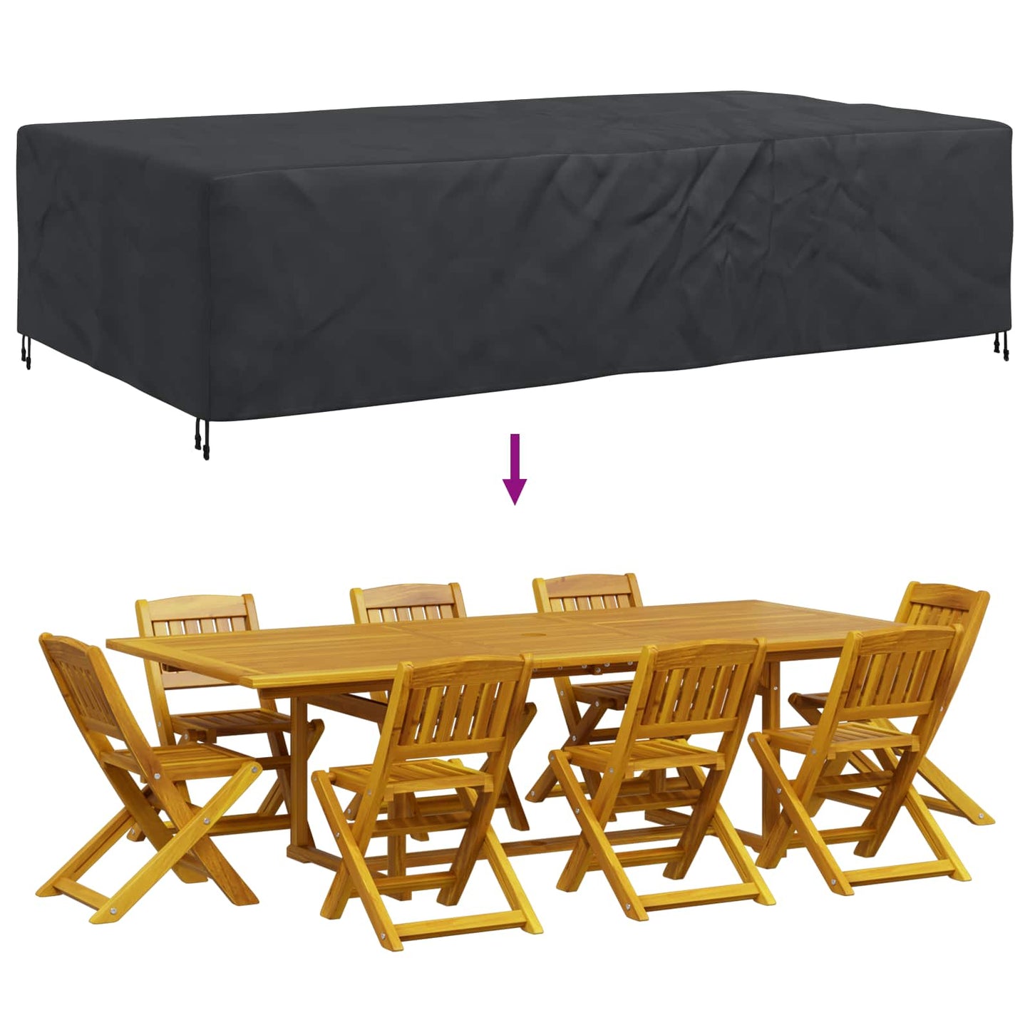 Möbelbezug Uni Schwarz 305 x 190 x 85 cm 600D