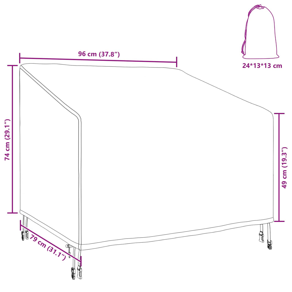 Abdeckung für Gartenstuhl 96 x 79 x 74 cm 210D Oxford Stoff