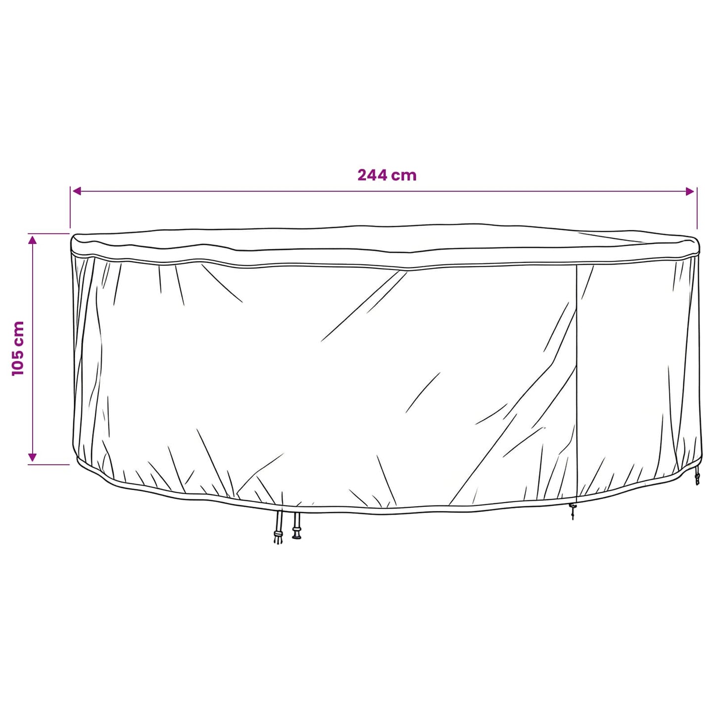 Möbelbezug Schwarz 244 x 244 x 105 cm 210D Oxford Stoff