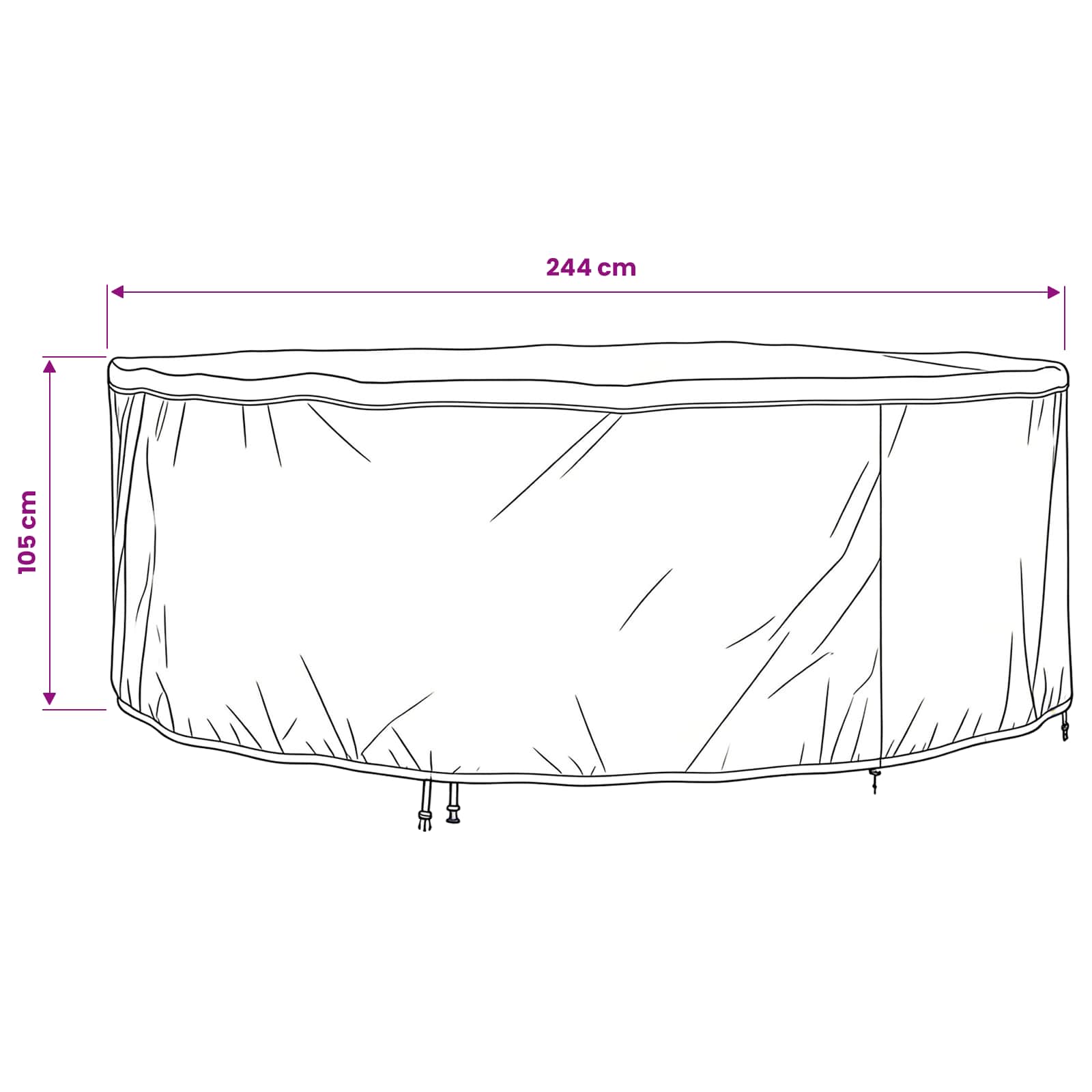 Möbelbezug Schwarz 244 x 244 x 105 cm 210D Oxford Stoff
