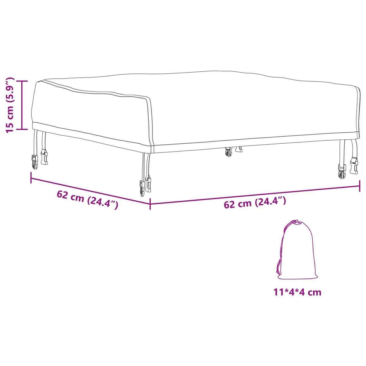 Tischdecken 62 x 62 x 15 cm Quadratisch Wasserdicht Schwarz