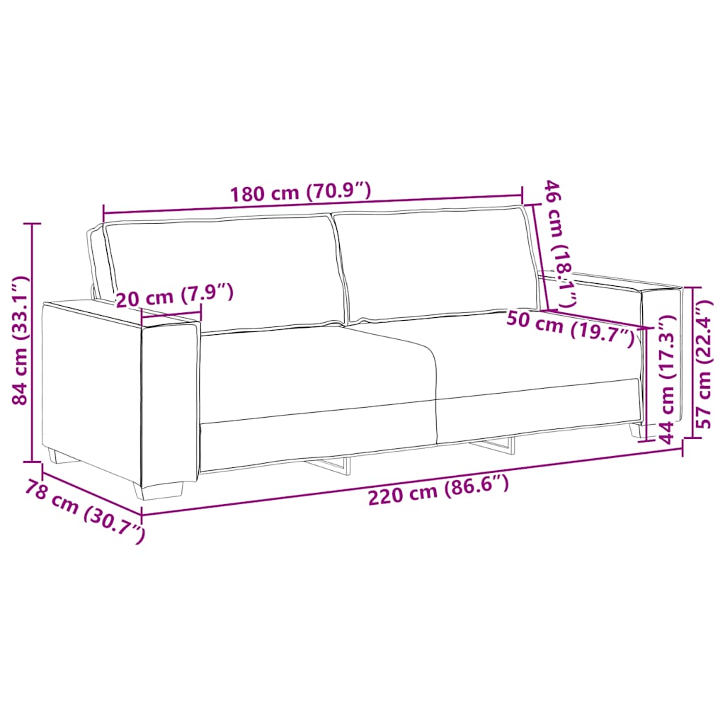 3-Sitzer-Sofa Dunkelgrau 180 cm Stoff