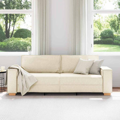 3-Sitzer-Sofa Beige 220 cm Leinenmischgewebe