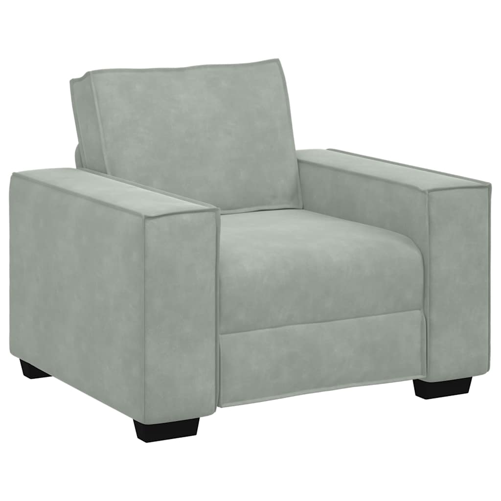 Fauteuil gris clair 60 cm velours