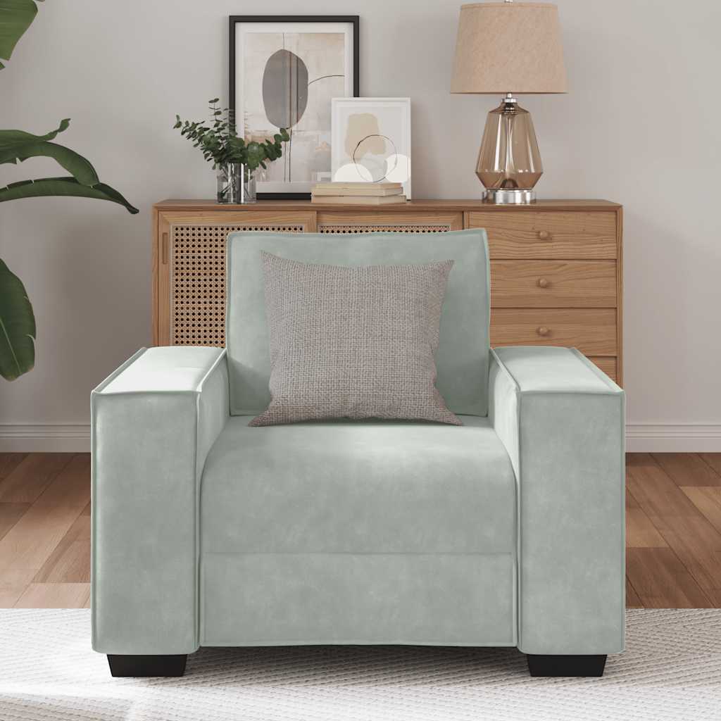 Fauteuil gris clair 60 cm velours