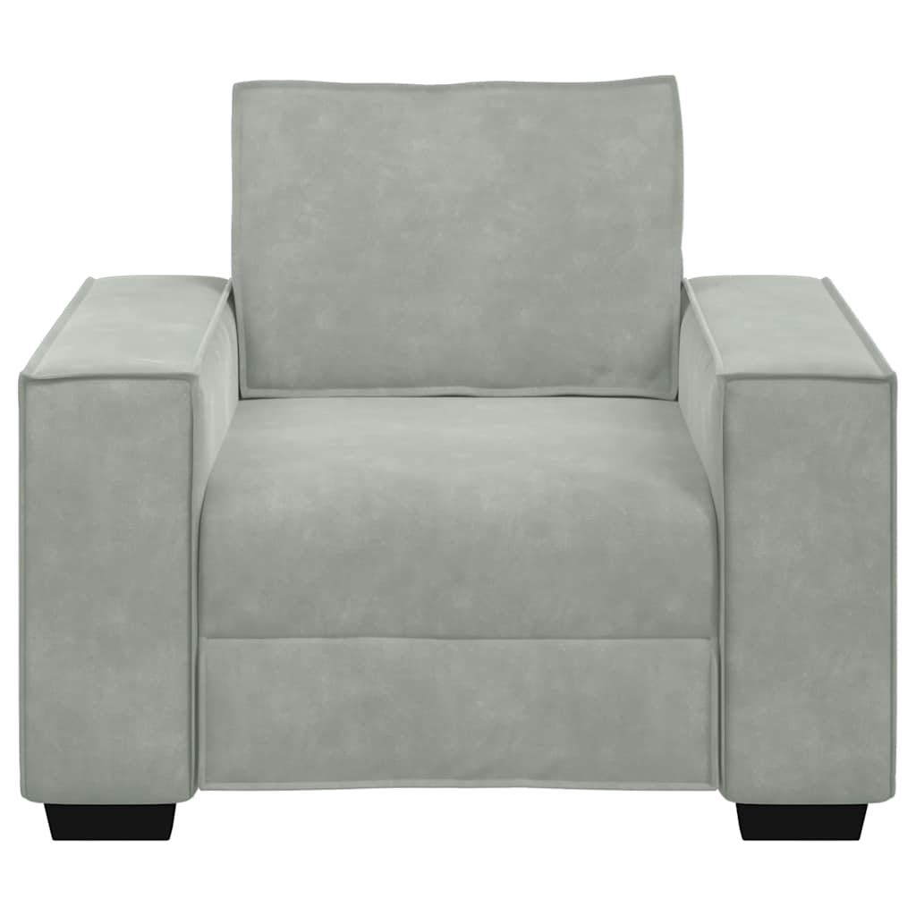 Fauteuil gris clair 60 cm velours