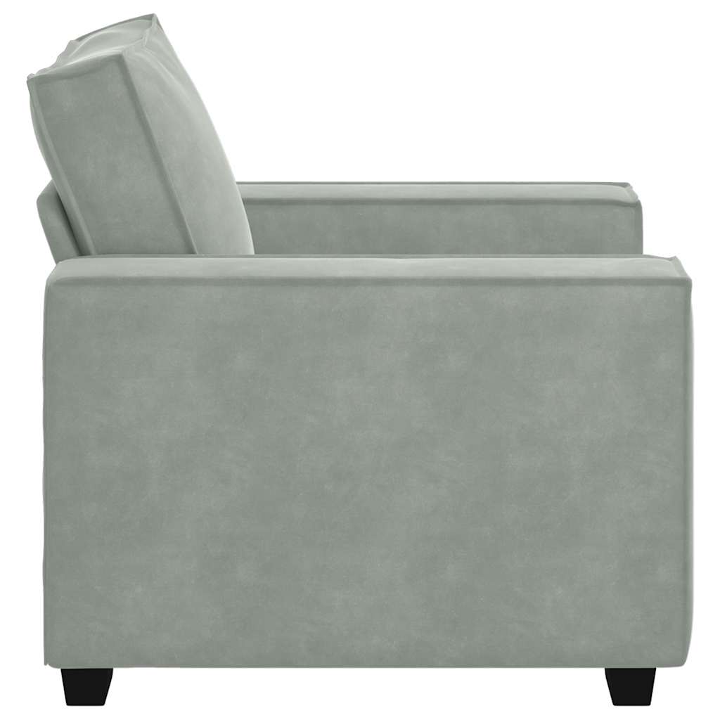 Fauteuil gris clair 60 cm velours