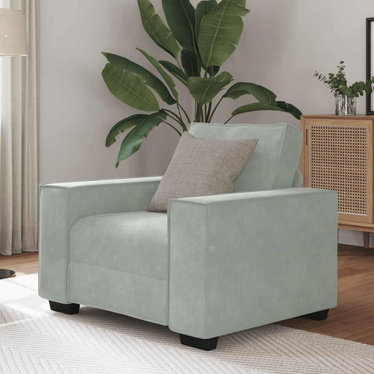 Fauteuil gris clair 60 cm velours