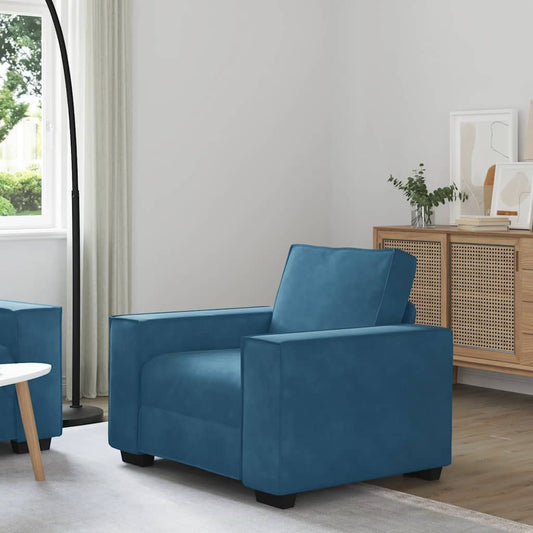 Fauteuil bleu 60 cm velours