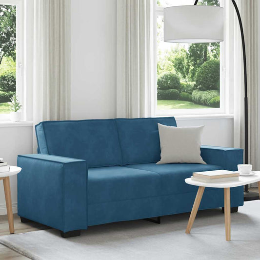 Canapé 2 places velours bleu 140 cm