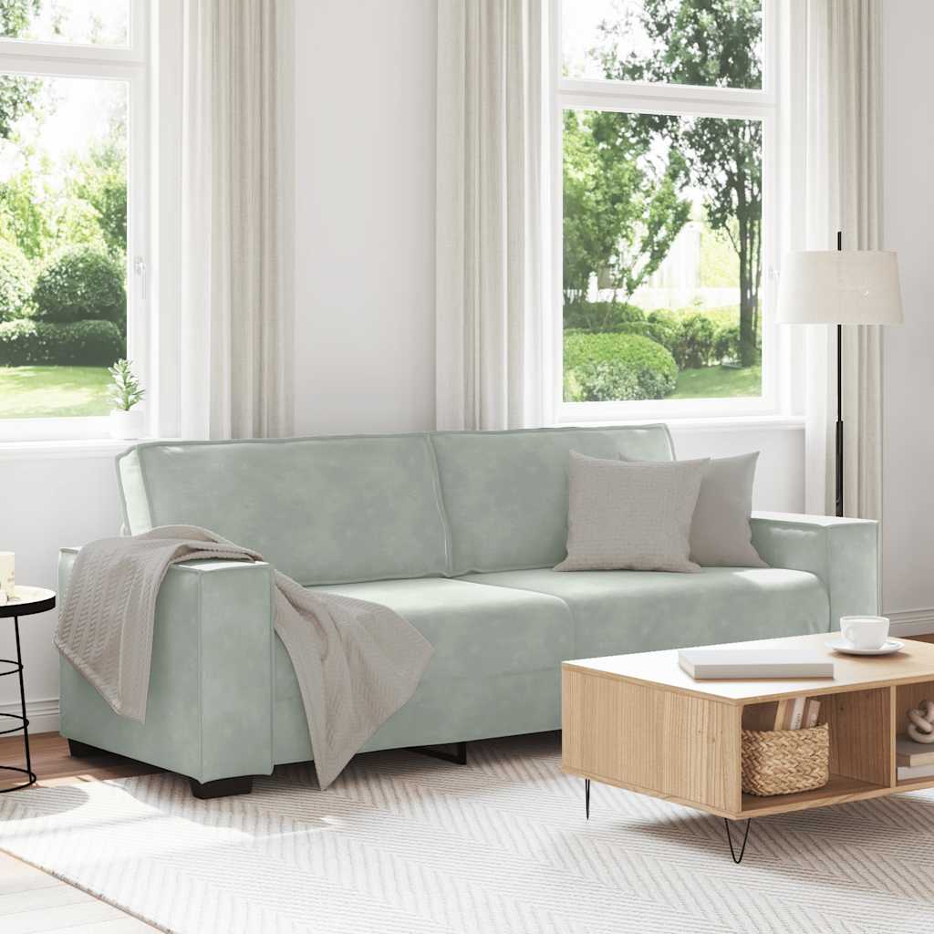 3-Sitzer-Sofa Hellgrau 220x78x84 cm Samt