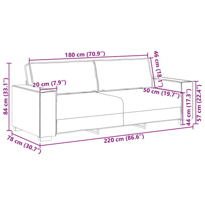 3-Sitzer-Sofa Creme 220x78x84 cm Samt