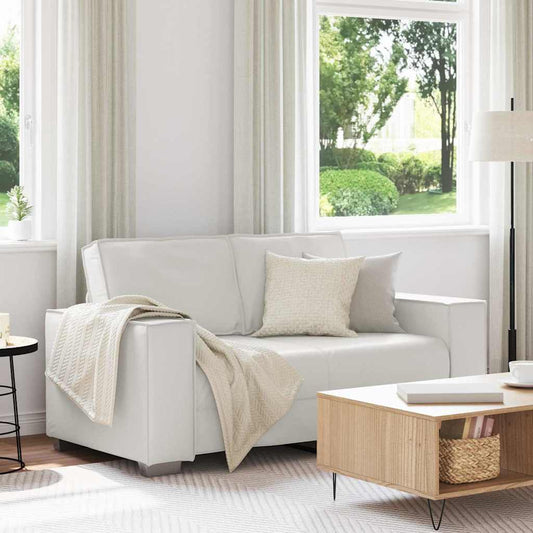 Loveseat Sofa 160 cm mit Kissen Weiß Kunstleder