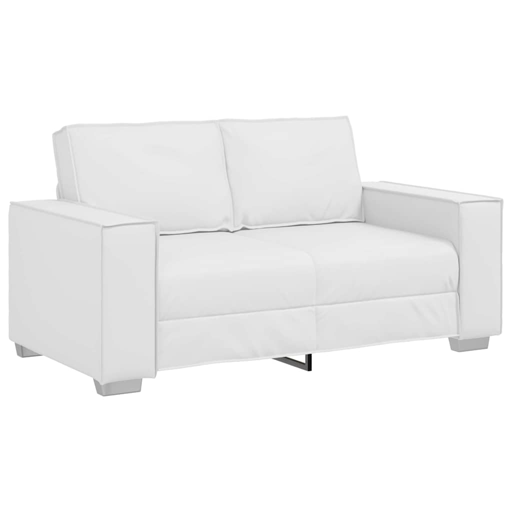 Loveseat Sofa 160 cm mit Kissen Weiß Kunstleder