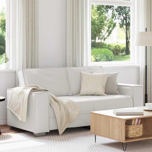 Liebesbank Sofa 140 cm mit Kissen Weiß Kunstleder