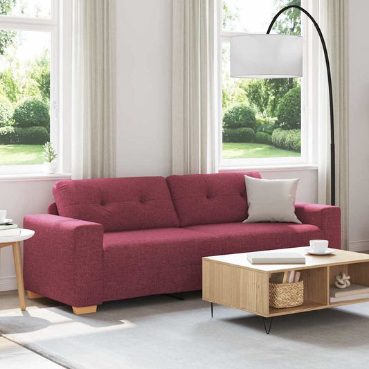 3-Sitzer Sofa mit Kissen Weinrot Stoff