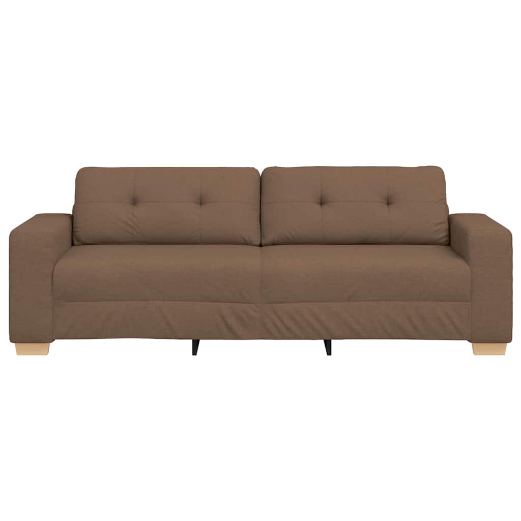 3-Sitzer Sofa mit Kissen Braun Stoff