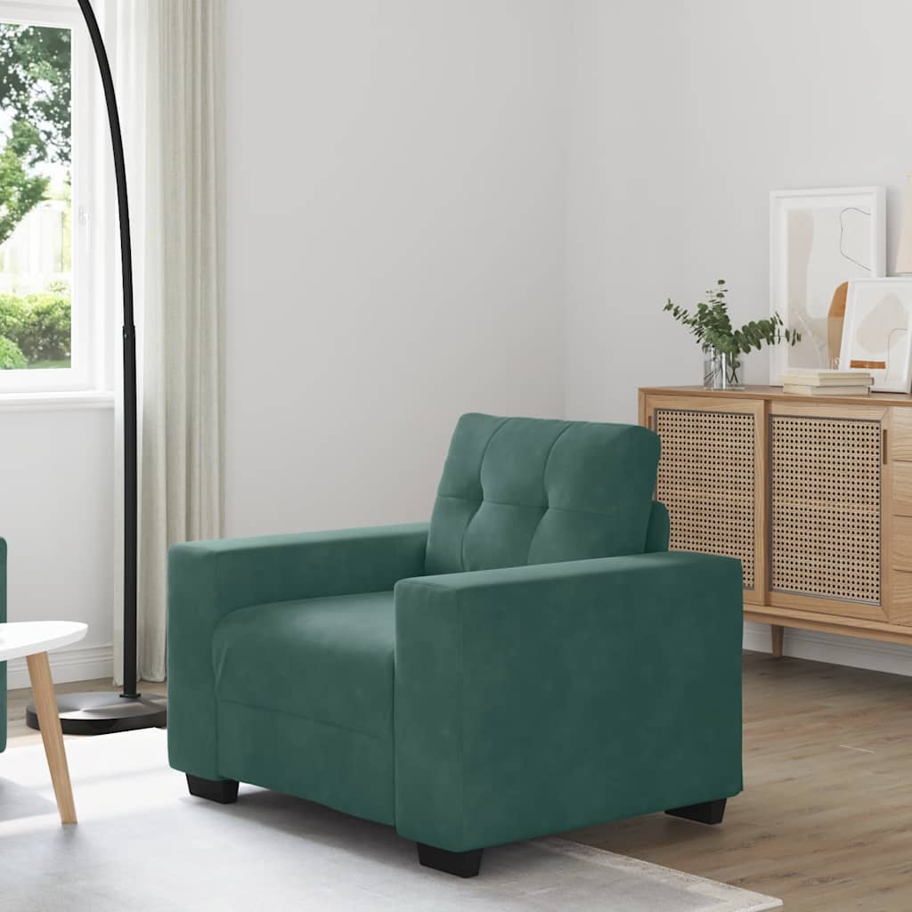Fauteuil vert foncé 60 cm velours