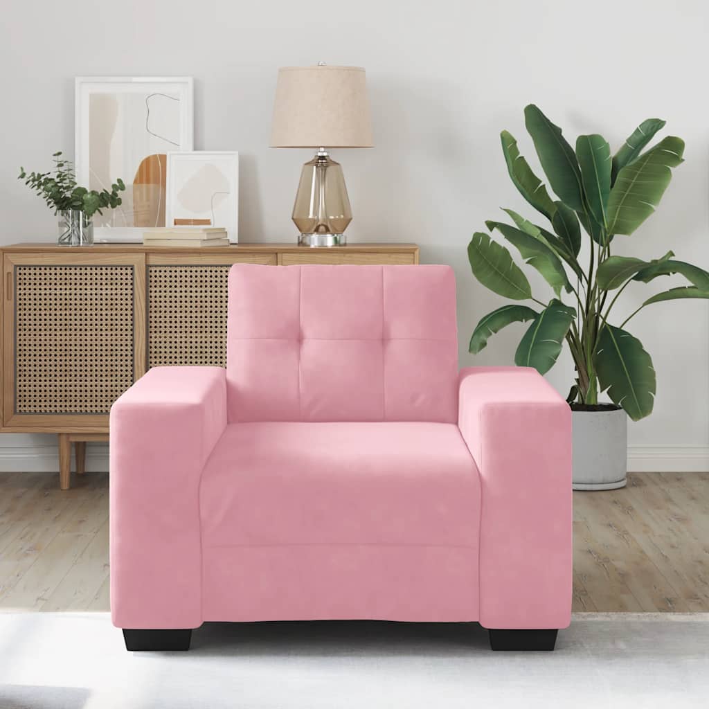 Fauteuil rose 60 cm velours