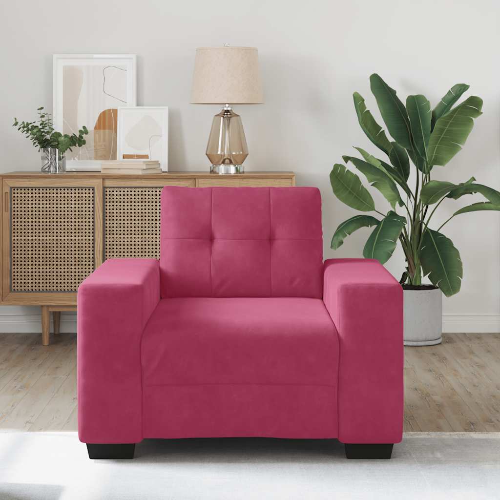 Fauteuil bordeaux 60 cm velours