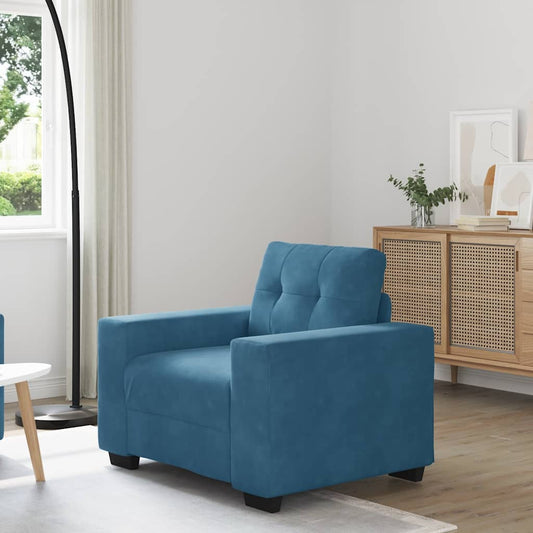 Fauteuil bleu 60 cm velours