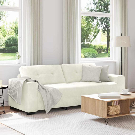 3-Sitzer Sofa mit Kissen Creme Samt
