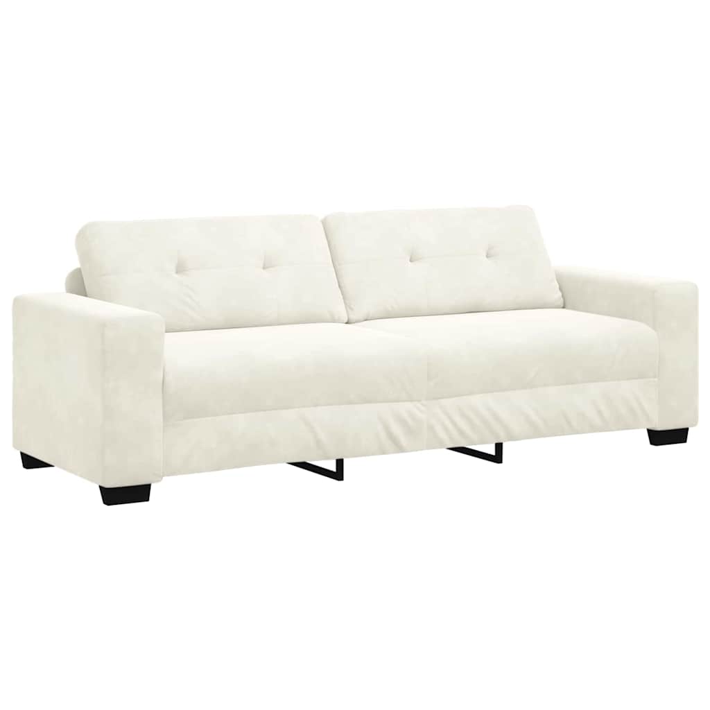 3-Sitzer Sofa mit Kissen Creme Samt