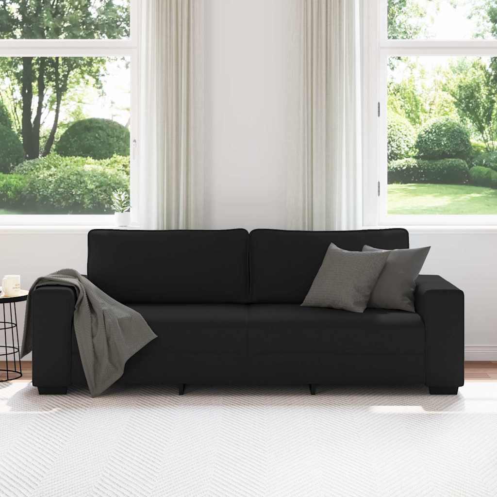 3-Sitzer-Sofa Schwarz 220x77x82 cm Stoff