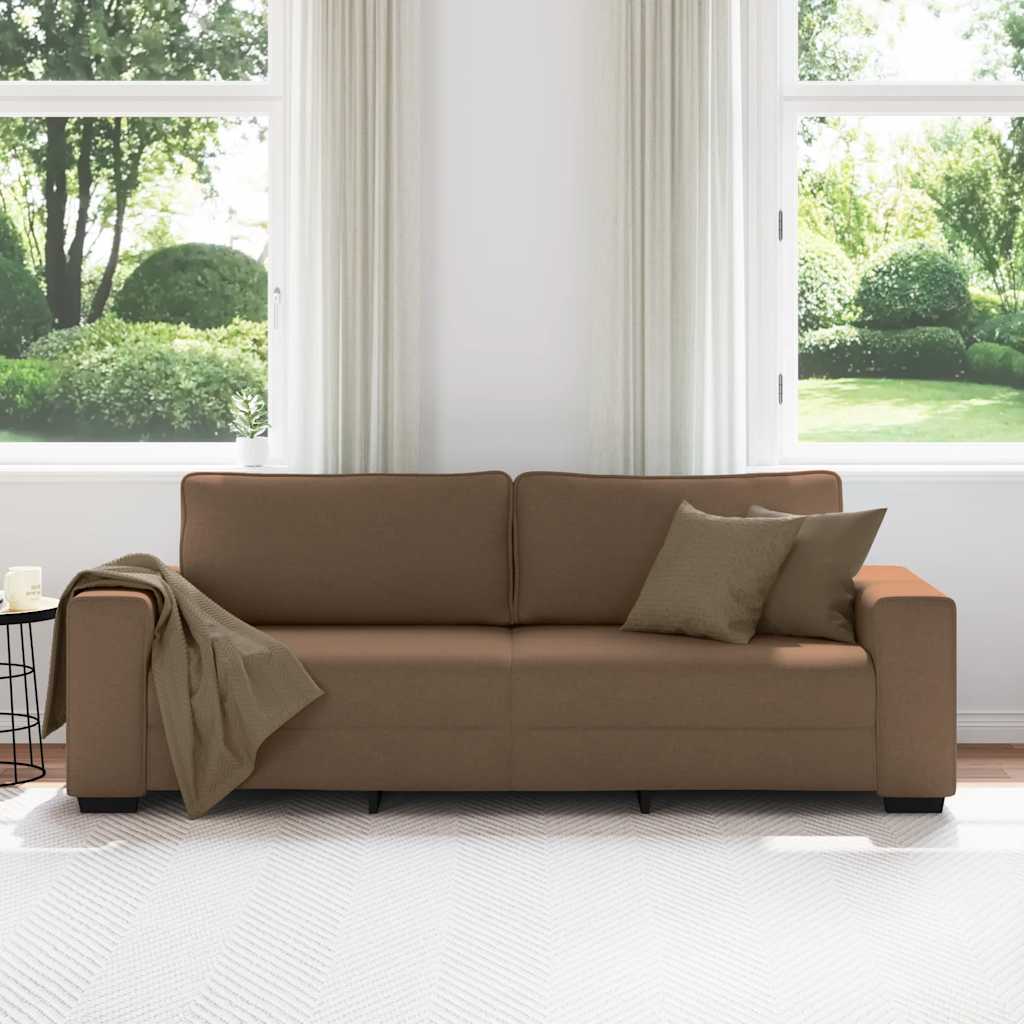 Canapé 3 places tissu marron 180 cm