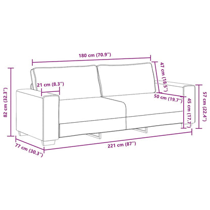3-Sitzer-Sofa Creme 220x77x82 cm Stoff