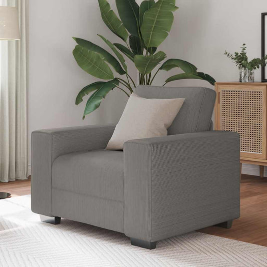 Fauteuil gris clair 60 cm velours côtelé